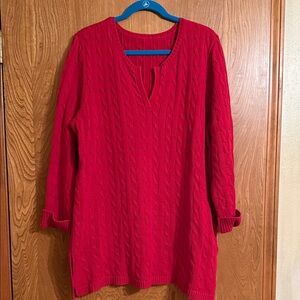 Ralph Lauren, XXL, Red, cotton, cable knit tunic sweater.